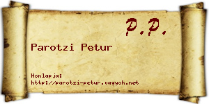 Parotzi Petur névjegykártya